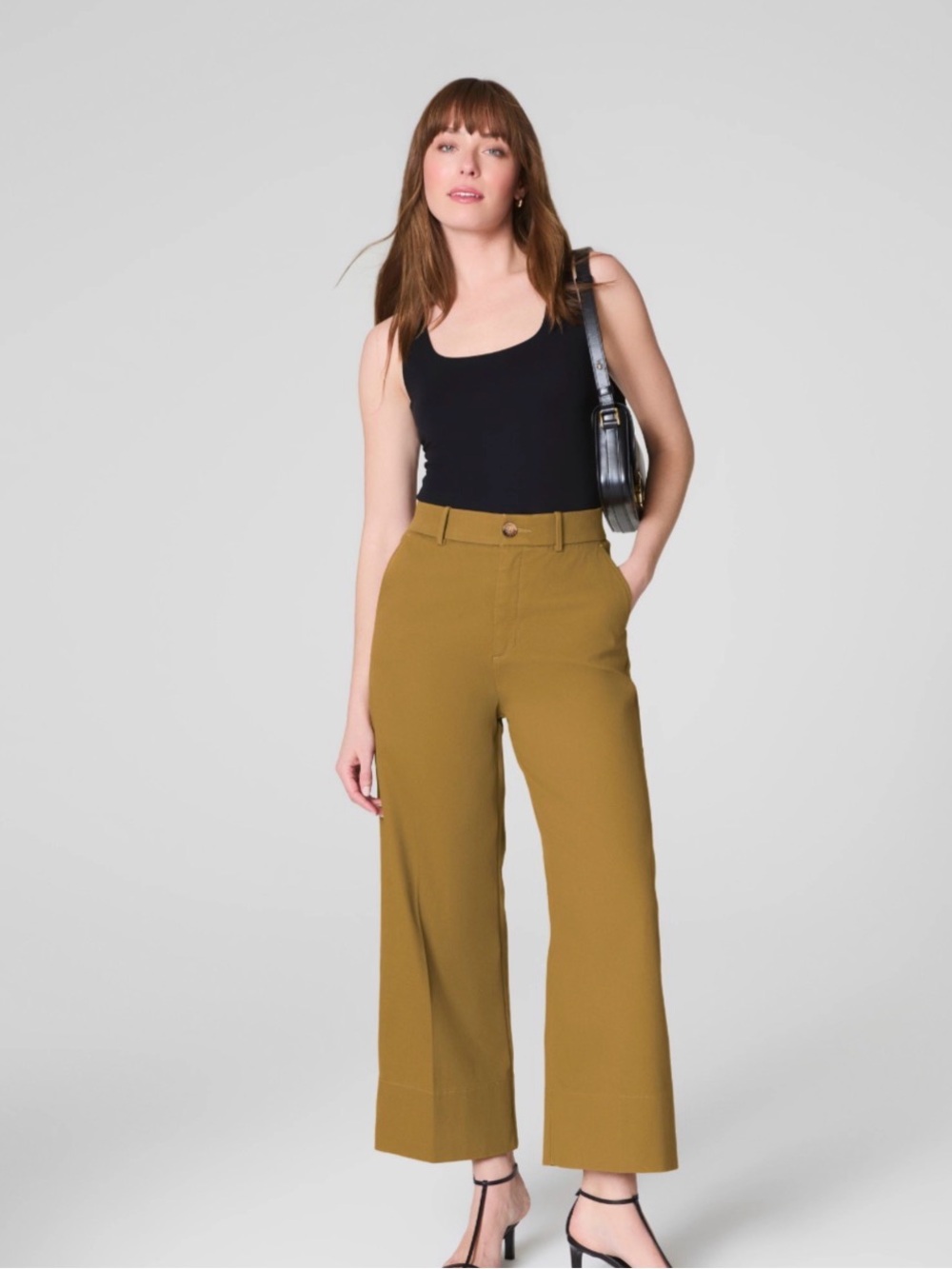 High-Rise Wide-Leg Cropped Pants in Flax